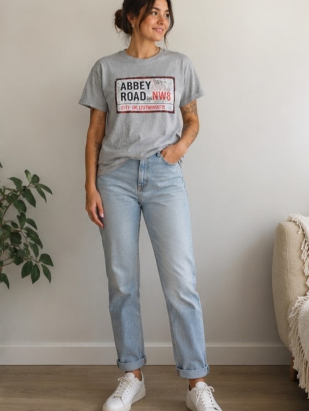 Abbey Road NW8 City of Westminster Graphic Tee | Gray | Size Large